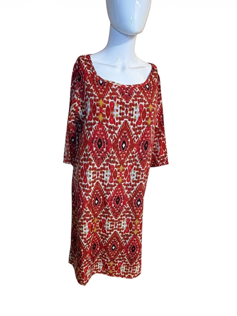 Wrangler Red Patterned Midi Dress with Scoop Neck